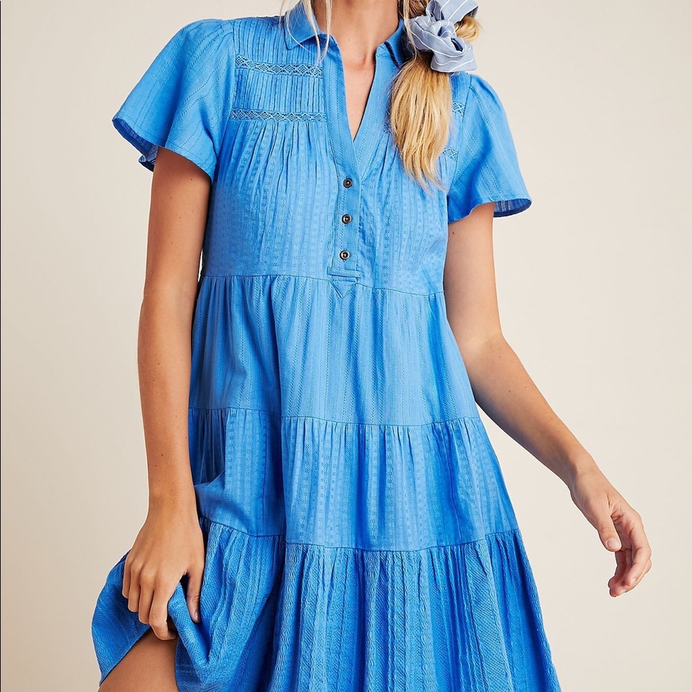 Anthropologie Georgina Tiered Shirt Dress